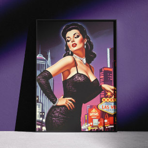 Poster Rétro Las Vegas Pin-up