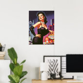 Poster Rétro Las Vegas Pin-up (Bureau à domicile)