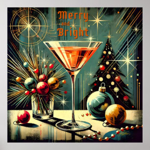 Poster Retro les années 50 Merry & Bright Christmas Marti
