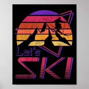 Poster Retro Lets Ski Vintage 80s 90s Ski de neige
