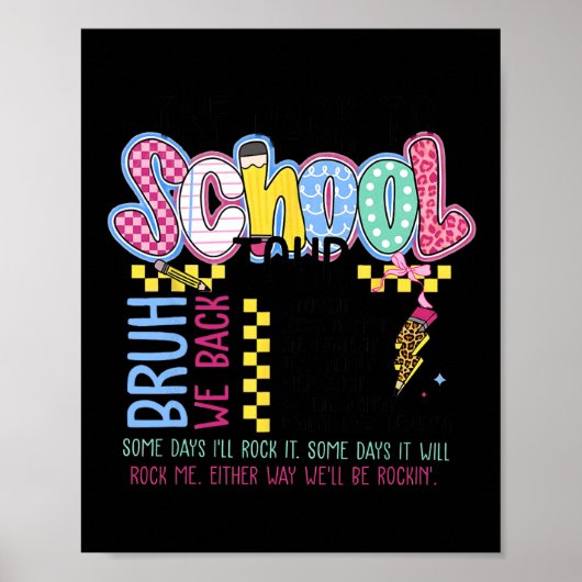 Poster Retro Lightning Bolt Back To School Tour Teacher K (Devant)