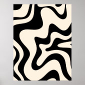 Poster Retro Liquid Swirl Moderne Abstrait Motif Noir (Devant)