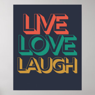 Poster Retro Live Laugh Love 80s Typographie