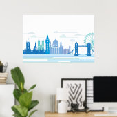 Poster Retro London Skyline (Bureau à domicile)