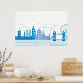 Poster Retro London Skyline (Cuisine)
