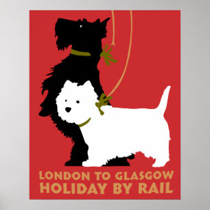 Poster Rétro Londres et Glasgow par chemin de fer,