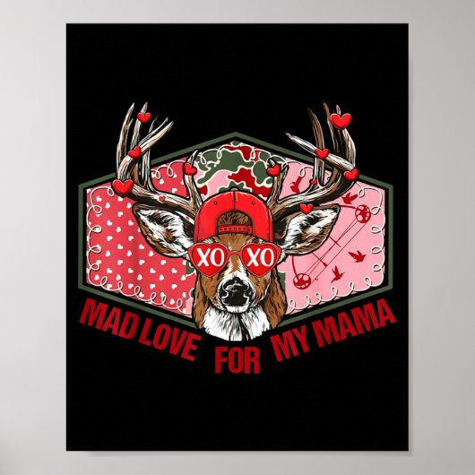 Poster Retro Mad Love For My Mama Deer Hunting Boys Valen (Devant)