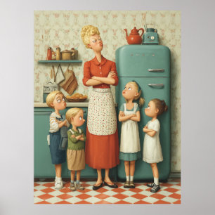 Poster Retro Maman et les enfants Standoff