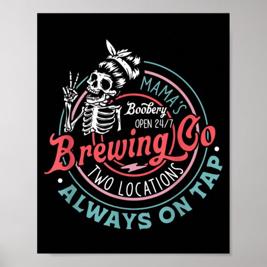 Poster Rétro Mama's Ery Brewing Co Drôle de sein Skeleton (Devant)