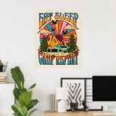 Poster Retro Manger Dormir Camping Répéter (Bureau à domicile)