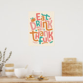 Poster Retro Mangez Boire Et Soyez Merci Bon thanksgiving (Cuisine)