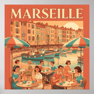 Poster Retro Marseille : 1950 Côte d'Azur