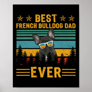Poster Retro Meilleur Français Bulldog Papa Jamais Chien 