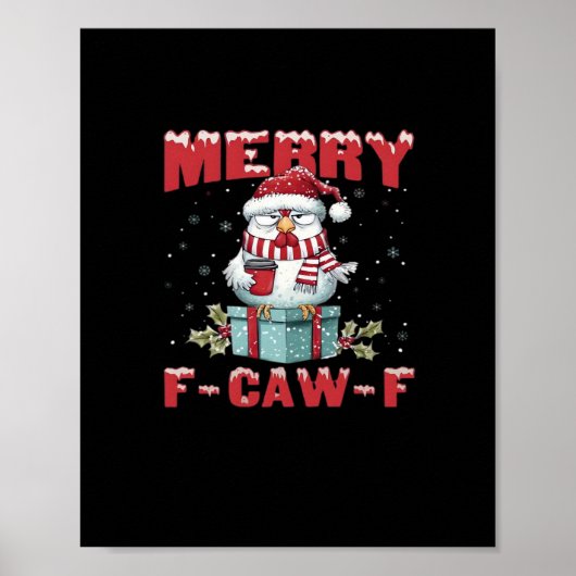 Poster Retro Merry Christmas F-Caw-F Chicken (Devant)