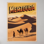 Poster Retro Merzouga sahara camel ride morocco travel  (Devant)