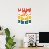 Poster Retro Miami Florida Beach Souvenir Palm Tree 80s (Bureau à domicile)