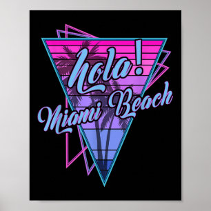 Poster Retro Miami - Hola Miami Beach Florida Vintage