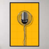 Poster Retro Microphone on Bold Yellow (Devant)