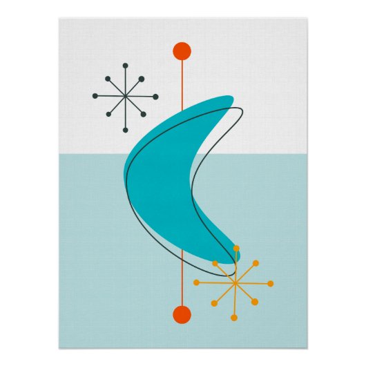 Poster Retro Mid Century Espace atomique Age 22 Bleu (Devant)