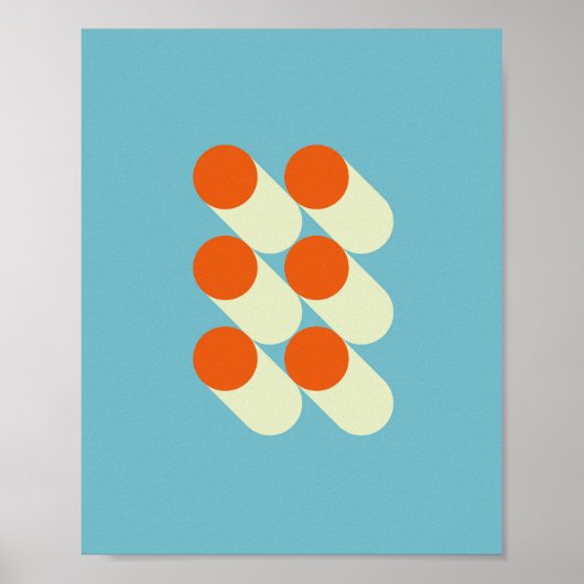 Poster Retro Mid Century Geometric Dots (Devant)