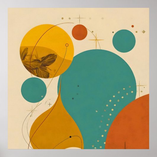 Poster Retro Mid Century Modern Geometric Abstract Design (Devant)