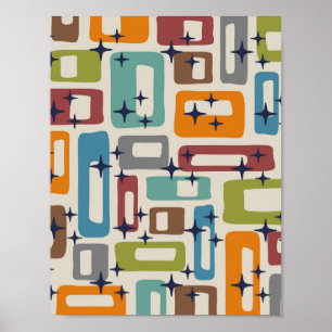 Poster Retro Mid-Century Moderne Abstrait