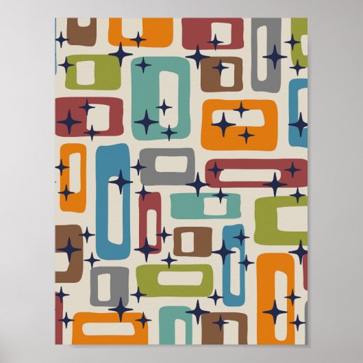 Poster Retro Mid-Century Moderne Abstrait (Devant)