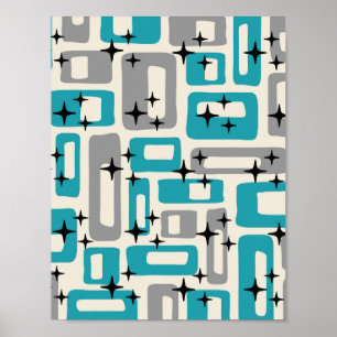 Poster Retro Mid-Century Moderne Abstrait