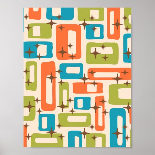 Poster Retro Mid-Century Moderne Abstrait (Devant)