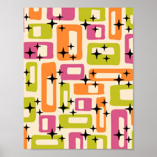 Poster Retro Mid-Century Moderne Abstrait