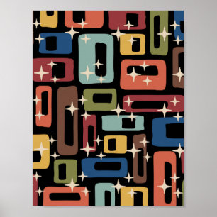 Poster Retro Mid-Century Moderne Abstrait