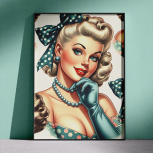 Poster Rétro Mignon Pin-Up Classique