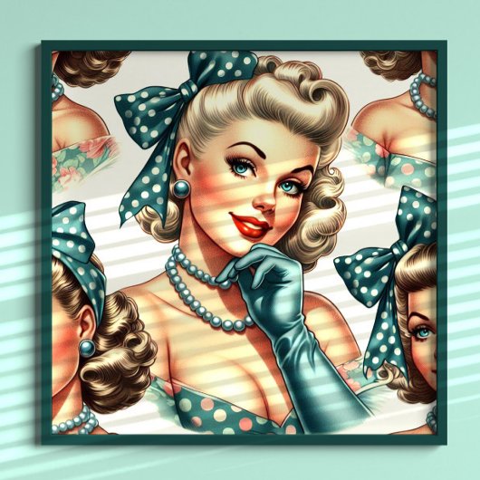 Poster Rétro Mignon Pin-Up Classique
