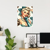 Poster Rétro Mignon Pin-Up Classique (Bureau à domicile)