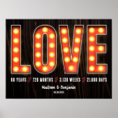Poster Retro Milestone 60th Anniversary Personalized Love (Devant)