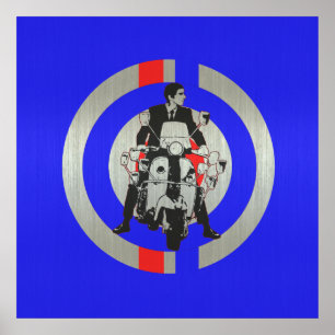 Poster Retro Mod scooter rider métallique