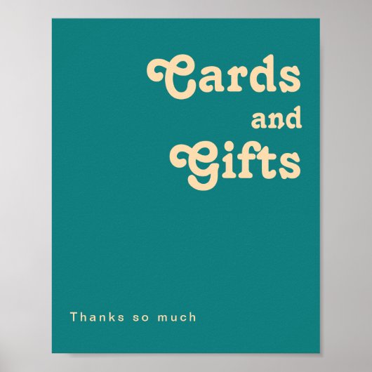 Poster Rétro moderne | Cartes Turquoises et signes cadeau (Devant)