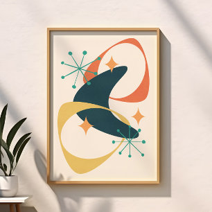 Poster Rétro Moderne du Milieu du Siècle Abstrait de l'Èr