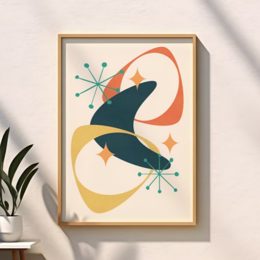 Poster Rétro Moderne du Milieu du Siècle Abstrait de l'Èr