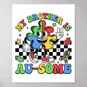 Poster Retro Mon Frère Est Une Magnifique Sensibilisation