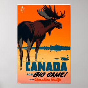 Poster Retro Moose nature Canada pour l'art de voyage de