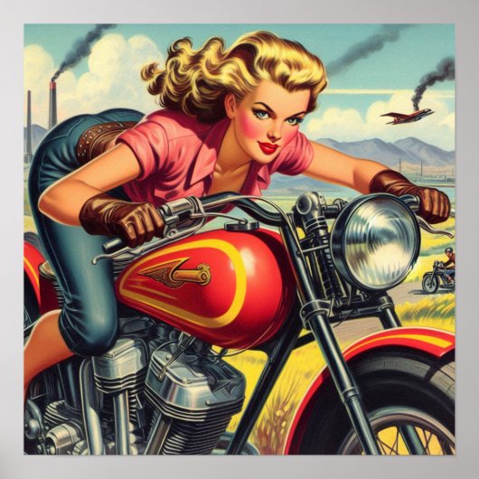 Poster Retro Motorcicle Pin up (Devant)