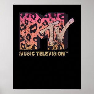 Poster Retro MTV Logo Leopard Print Gradient