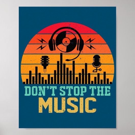 Poster Retro n'arrêtez pas les écouteurs audio de Music L (Devant)