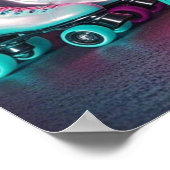 Poster Retro neon Joyeux Anniversaire signe en rose et tu (Coin)