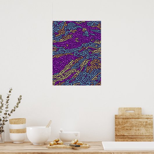 Poster Retro Neon Maze Motif - Arcade esthétique (Cuisine)