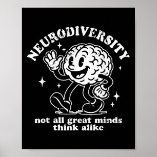 Poster Rétro Neurodiversité drôle Pas tout Grand Esprit M