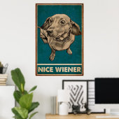 Poster Retro Nice Butt Dachshund chien citations amusante (Bureau à domicile)