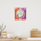 Poster Retro N'Oubliez Jamais Pluto Funny Space Science (Cuisine)