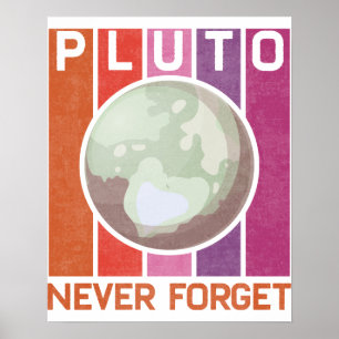 Poster Retro N'Oubliez Jamais Pluto Funny Space Science